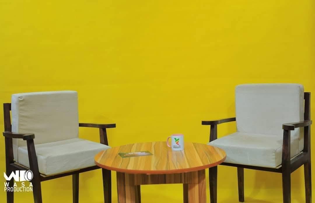 Yellow Backdrop inside Wasa Production studio in Addis Ababa